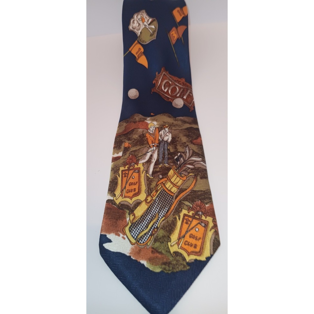 Vintage Golf Mens Tie Golf Silk Necktie‎ Old Money Eclectic Grandpacore Academia